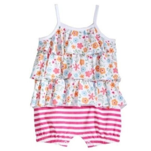 First Impressions Girls Floral Striped Romper 0-3M - Picture 1 of 9